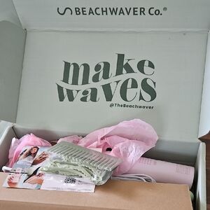 The Beachwaver Co. Hair Styling Set - Pink and Green. Box Is Open It has All.